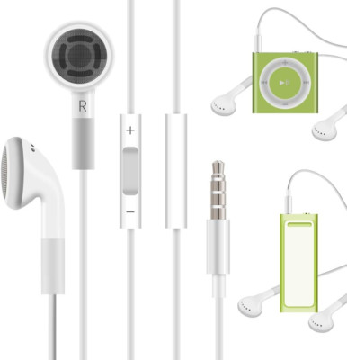 3.5mm Earbuds w Remote for iPod Shuffle Touch Nano Classic White