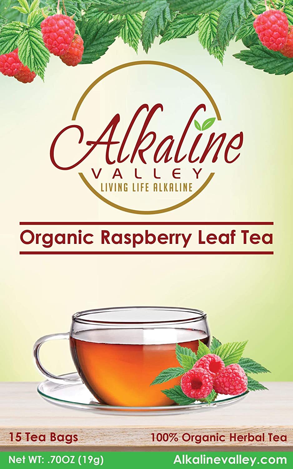 Red Raspberry Leaf Tea Organic - 15 Unbleached/Chemical-Free Tea Bags