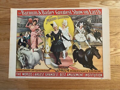 Barnum & Bailey Greatest Show on Earth Meer Sisters 1960 Circus World Poster Vtg