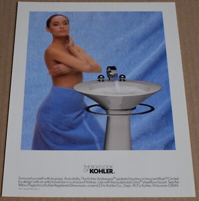 1986 Print Ad Bold Look of Kohler Smooth Skin Vitality Arabesque Pedestal pinup