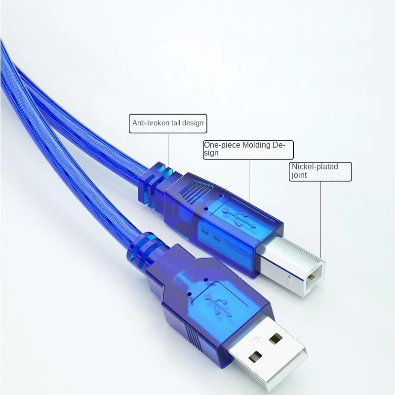 Blue USB 2.0 High Speed Cable Printer Lead A to B Plug 24AWG Lead 1.5m 2m 3m - Image 3 of 4