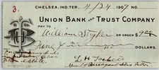 Chelsea Oklahoma 1909 Indian Territory* Union Bank Trust Check - Very Scarce