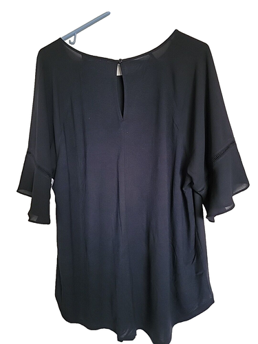 Loft Black Tunic Top Blouse Size XL Bell Sleeve Black - Picture 3 of 3