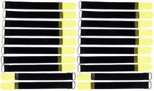 20 Cable Ties Hook and Loop 20cm x 20mm Yellow Hook and Loop Hook and Loop Cable Ties Eyelet