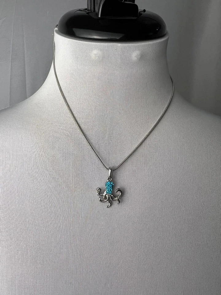 silver octopus charm summer beachy necklace - Image 2 of 4
