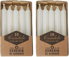 407 Candele Steariche, Cera, Bianco, 1.8X1.8X15 Cm, 10 Unità (Confezione Da 2)