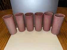 Vintage MCM Dryden Art Pottery Tumbler Glasses set of 6 Rose Mauve