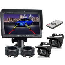 7" Monitor 2x Rear View Backup Camera 4PIN System For RV Truck Heavy Equipment