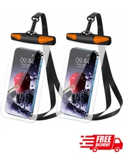 2-Pack Waterproof Phone Pouch with Lanyard, IPX8 Dry Bag for Smartphones