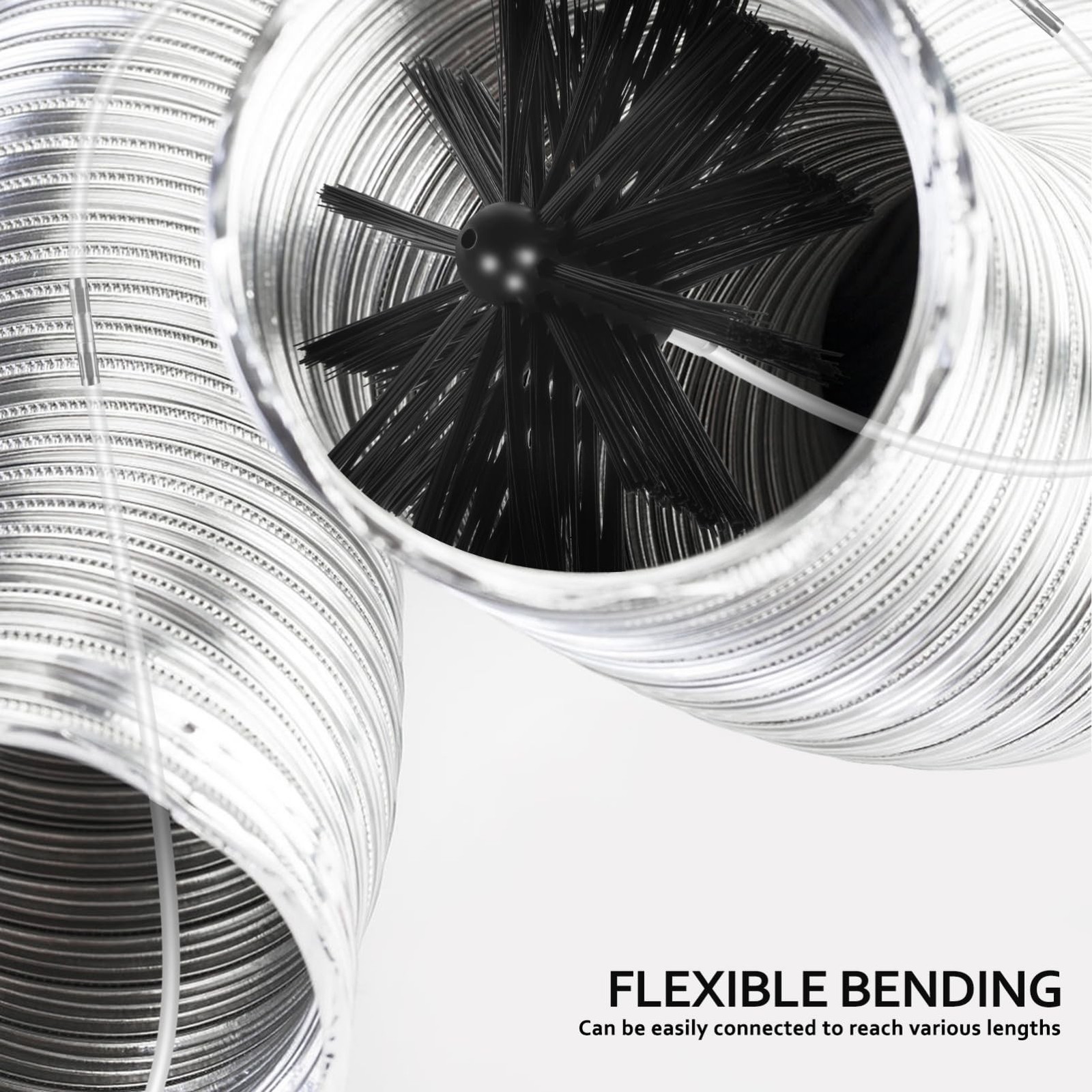 20 Feet Chimney Sweep Brush Kit - 15 Flexible Extendable Rods with Two Sizes ...