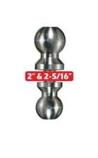 Trimax Chrome Double Sided Trailer Hitch Tow Ball 2" & 2-5/16" Towing / Receiver