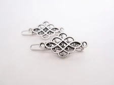 2 extra tiny small silver metal knot hair pin clip barrette fine thin hair