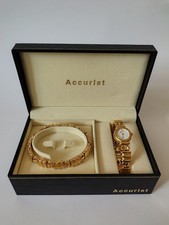 Image of Accurist Gold Plated Watch and Bracelet In Original Box