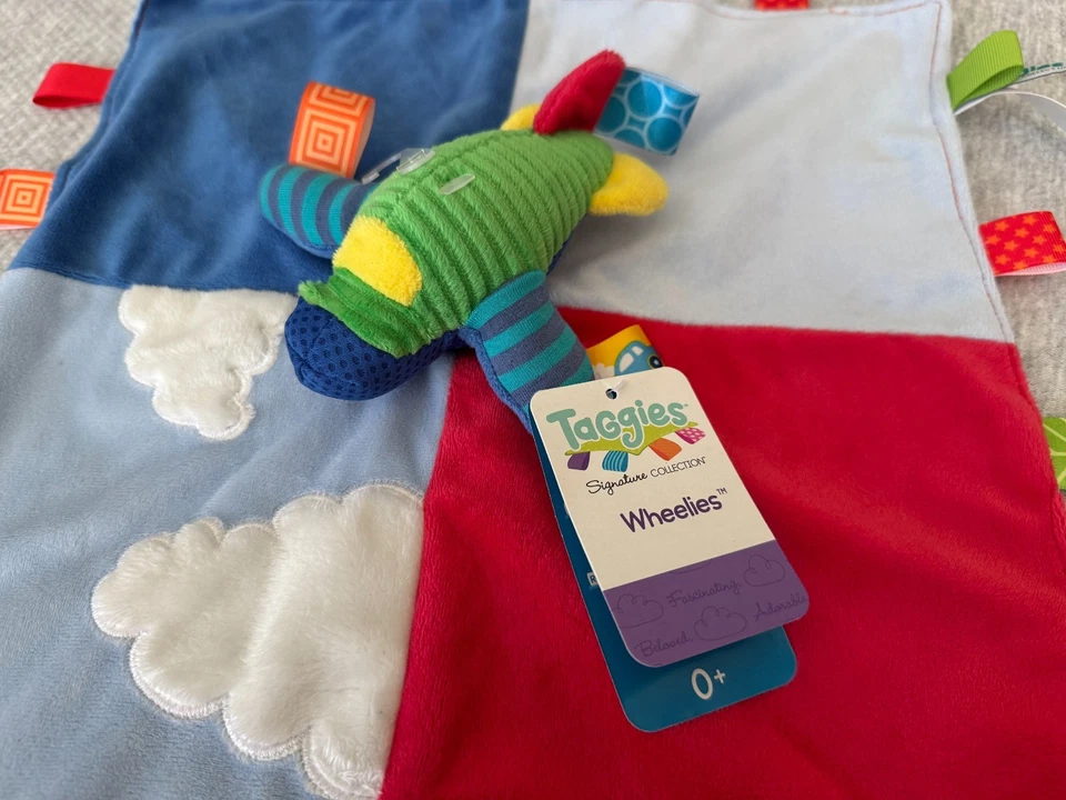 Manta Mary Meyer Taggies Wheelies Avión Aviación Personaje Lovey Nueva con Etiquetas Foto 2 de 4