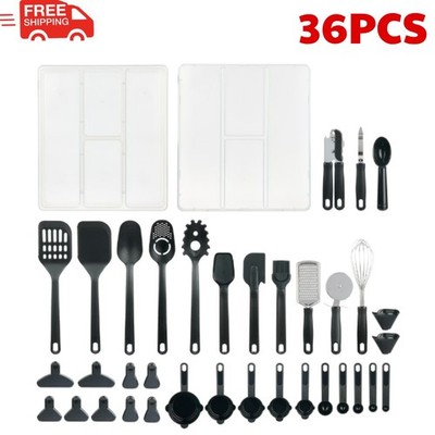 36-Piece Kitchen Utensil Set with Drawer Organizer   Complete Cooking Tools Kit