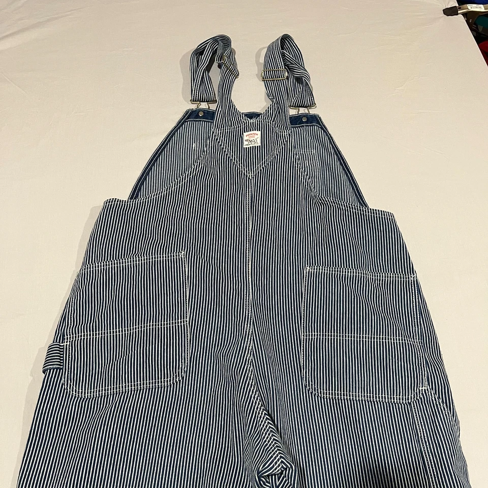 Vintage Pointer Mens Hickory Stripe Railroad USA Bib Overalls Workwear 42x30 - Image 4 of 4