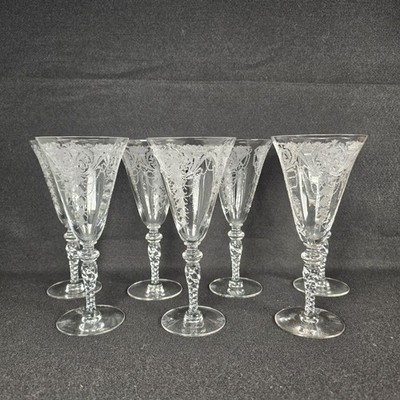 Vintage Morgantown Glass Clear Milan Water Goblet BEAUTIFUL ELEGANT Set Of 7
