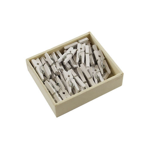 JAM Paper Wood Clip Clothespins Small 7/8 Inch White Clothes Pins 2230717360