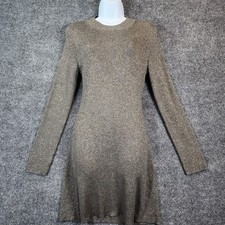 Madewell Women Metallic Shimmer Quiet Luxury Party Rib Knit Sweater Dress Size L
