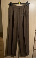 Reformation Mason Wide Leg Trousers Brown Lyocell Pleated Pants US 4 UK 8