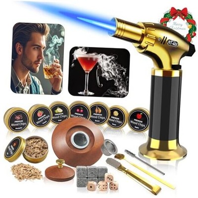 Cocktail Smoker Kit - Whiskey Smoker Kit with Torch,8 Flavors Wood Chips for