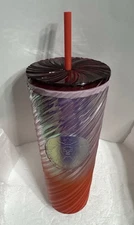 BRAND NEW Starbucks Sunrise Swirl Cold Cup (24 oz), Light Purple & Orange