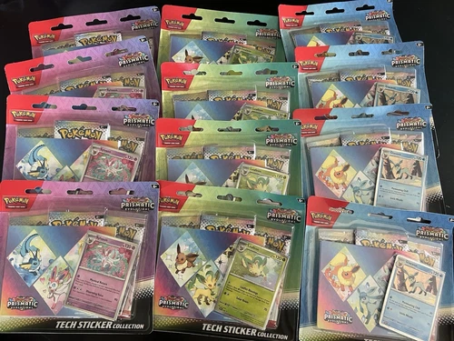 Pokemon TCG 8.5 Prismatic Evolutions Lot - 12  Tech Sticker Collection 36 Packs