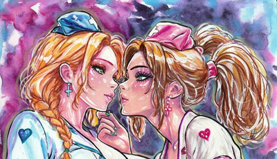 #ad Original Mixed Media Painting A4 quot;After the Shiftquot; Anime Girls Art Sensual Women $150.00