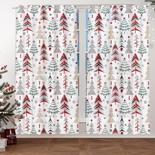 Merry Christmas Living Room Curtains 96 Inch Length 2 Panels Set, Christmas T...