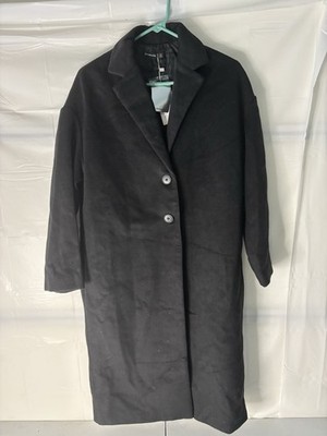 NWT Stradivarius Wool Coat Women s Size S Two Button Black