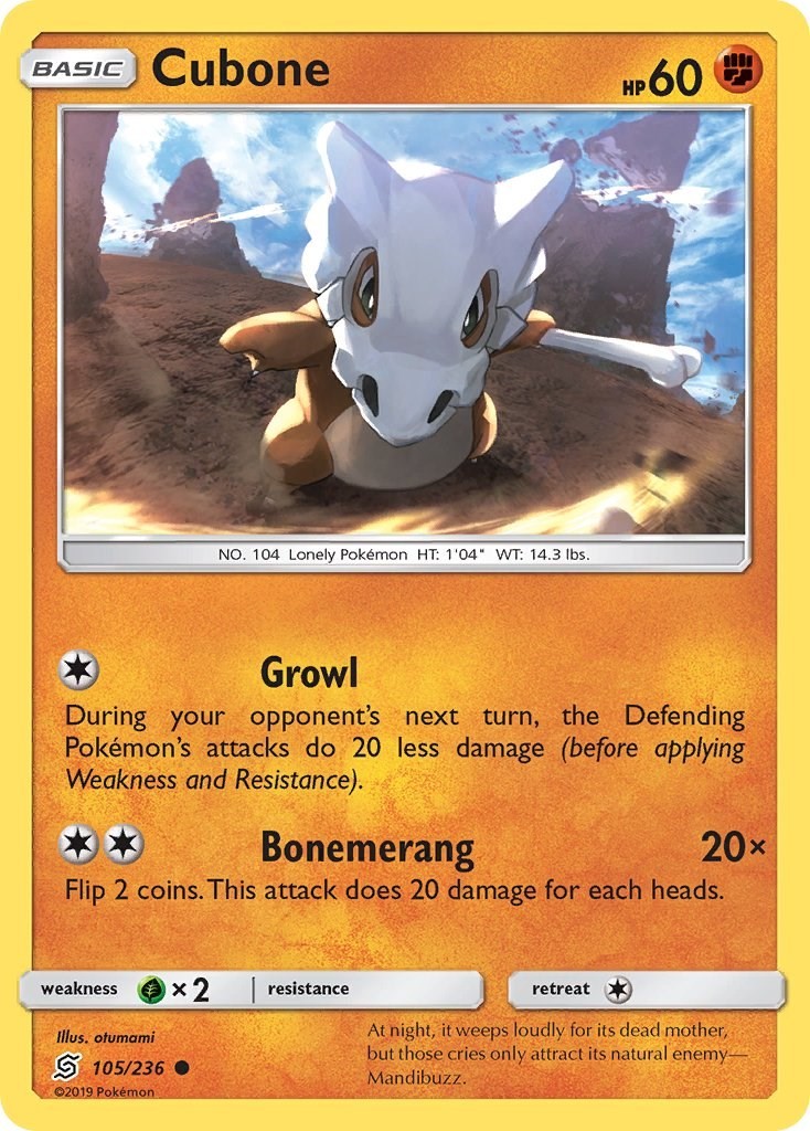 Pokemon Cubone Common 105/236 SM - Unified Minds NM