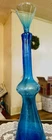 Blenko? Blue Hand Blown Art Glass Decorative Bottle with Sipper Stopper