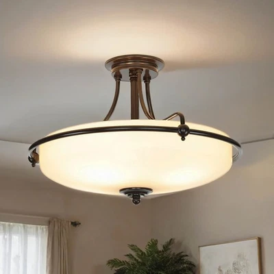 Design Deckenleuchte ASPERO Bronze Creme 4-flmg Jugendstil Lampe Wohnzimmerlampe - Bild 1 von 4