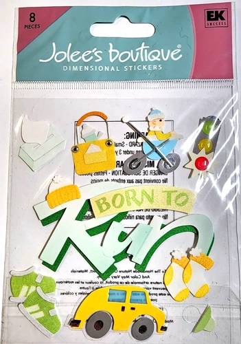 Jolee's Boutique 3D Born To Run Baby Stroller Stickers Rare Dimensional New