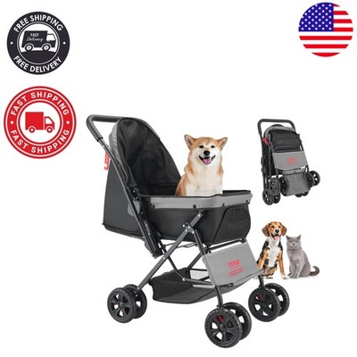 Versatile Pet Stroller with Reversible Handle & 4 Wheels - Ultimate Pet Comfort
