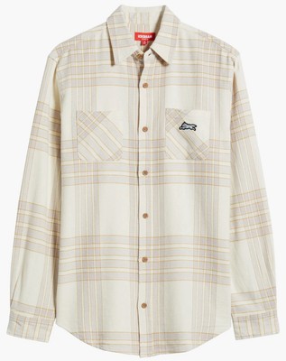 Ice Cream Snow White Plaid Cotton Flannel Button-Up Shirt  441-8601 Mens Medium