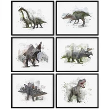 Double Exposure Dinosaur Art Prints (Set of 6) - 8x10s | Living Room Decor fo...