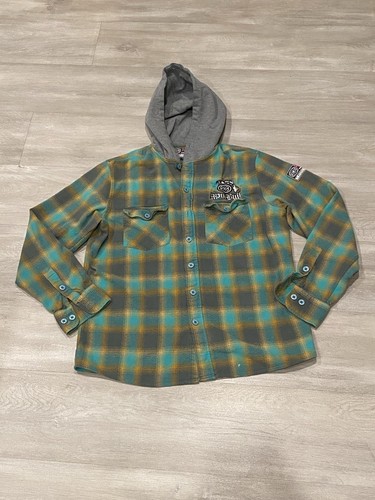 Herren Y2K Maui Built Flanell mit Kapuze und Stickerei Large