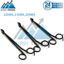 Trepsat Facial Flap dissector scissors set of 3pcs,10mm,15mm,20mm length Black