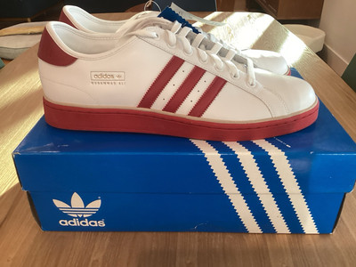 ADIDAS Muhammad Ali White-Red Stripes Leather LowTop Shoes 14 US NIB CLEAN