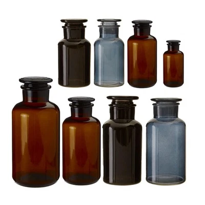 PREMIER HOUSEWARES Apothecary Bottles 125-1000ml Amber Grey Black Glass Oil Fragrance Storage Jar