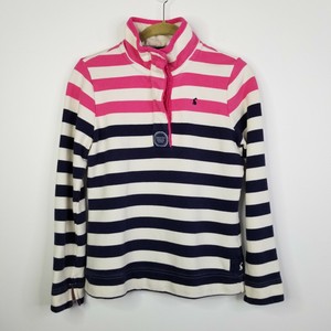 pink and white striped sweatshirt