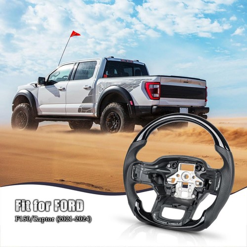 Genuine Perforated Leather Piano Black Steering Wheel for F150 Raptor '21-'25 - Picture 9 of 9