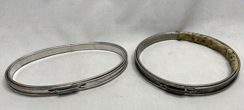 Vintage Metal Embroidery SPRING TENSION CORK LINED 5” Hoops and 6" x 3.5" Oval - 第 1/8 張圖片