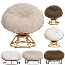 Shaggy Cover for Papasan Cushion Fluffy Faux Fur Papasan Chair Slipcover w/8Ties