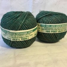 Vintage Jute Wrapping Twine Green Lot 2 Ludlow 3 Ply Macrame Craft Bulky USA