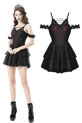Dark In Love Short Dress -L- Gothic sexy Lace Dark Red Mini Black Dark In Love Short Dress -L- Gothic sexy Lace Dark Red Mini Black