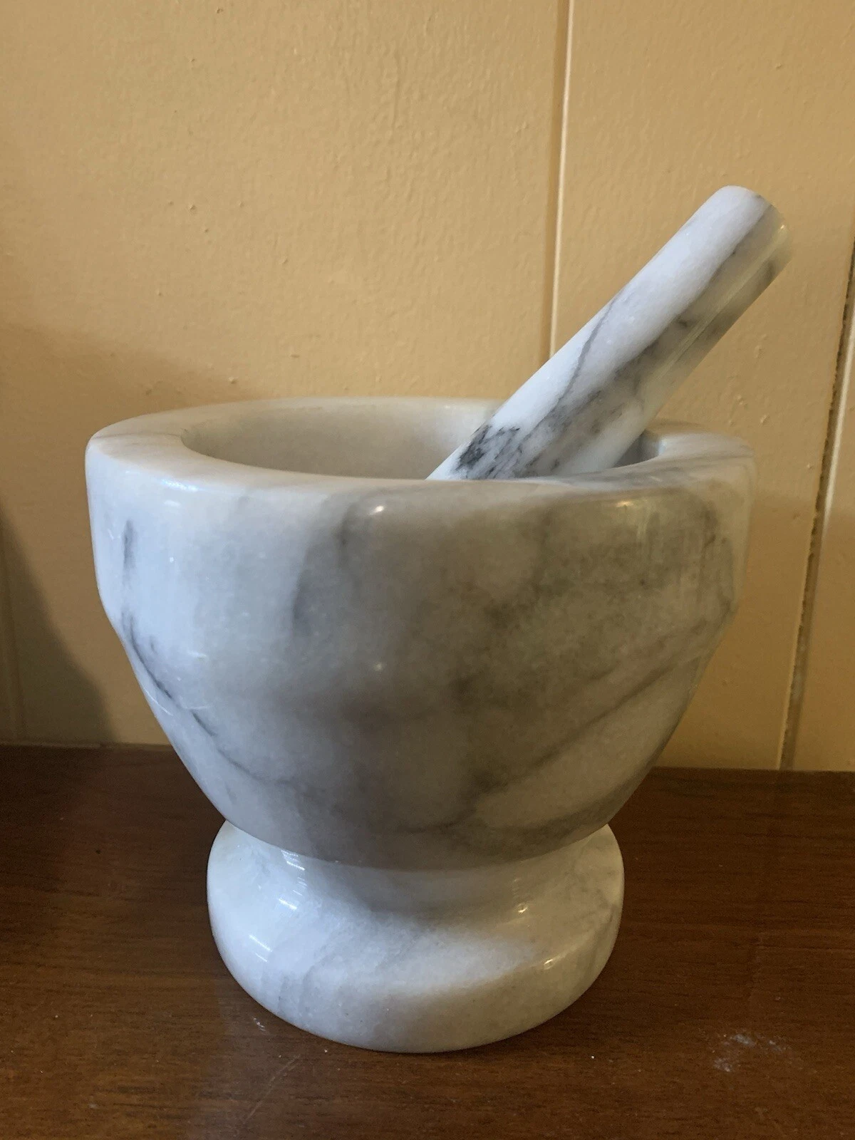 Vintage Solid Marble Mortar And Pestle