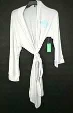 Honeydew Womens Waist Tie Short Robe Open Front Long Sleeve Jersey Piped Trim XS