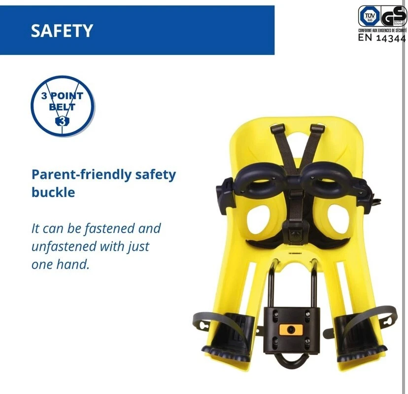 Assento dianteiro de bicicleta Bellelli Freccia bebê HiViz amarelo - Imagem 3 de 4